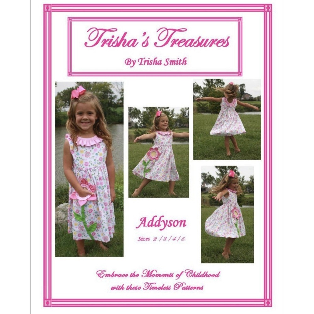 Trisha's Treasures Addyson Pocket Full of Posies Dress Sewing Pattern Sizes 2-5